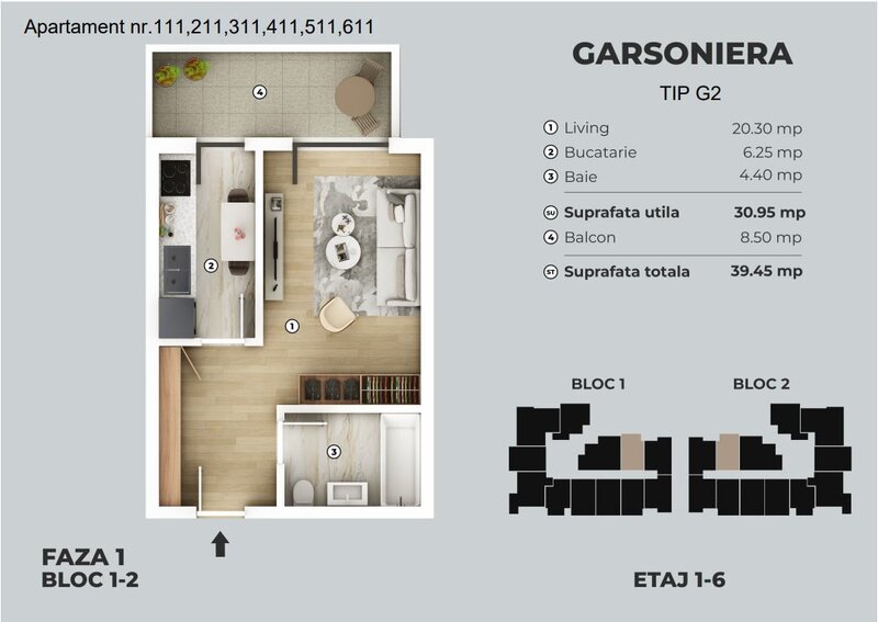 Popesti- Leordeni garsoniera